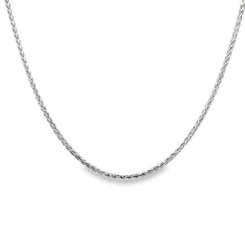 White 14 Karat Diamond Cut 1Mm Solid Spiga Wheat Chain Length 18