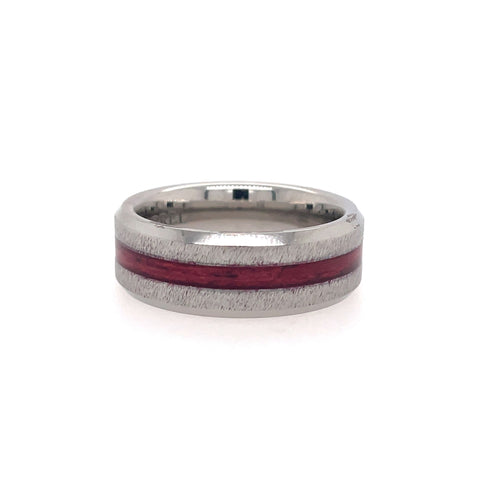 White Serenium 8Mm With 2Mm Cabernet Grain Wedding Band Size 10 (Whisk