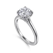 Solitaire With Hidden Halo Ring | 14k White