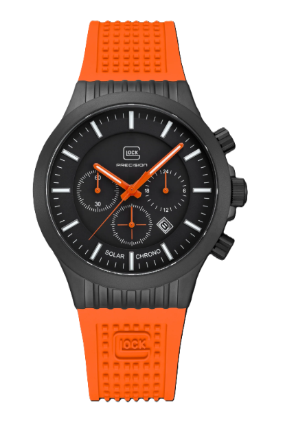 Framed in black sandblasted stainless steel, the black dial in combina